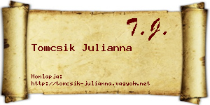 Tomcsik Julianna névjegykártya